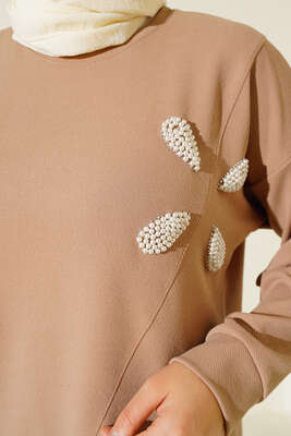 İnci Taş Süslemeli İkili Takım Latte - İKİLİ TAKIM