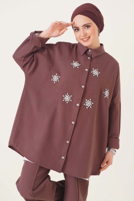 İnci Taşlı İkili Takım Kahve - İKİLİ TAKIM