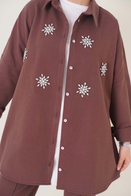 İnci Taşlı İkili Takım Kahve - İKİLİ TAKIM