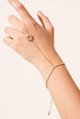 İnci Taşlı Şahmeran Bileklik Gold - KONYALI BİJUTERİ