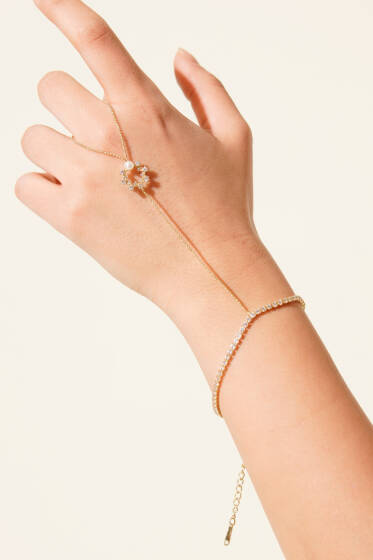 İnci Taşlı Şahmeran Bileklik Gold - Bileklik