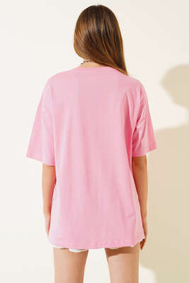 İnci Taşlı T-shirt Pembe - Kadın Giyim Modelleri
