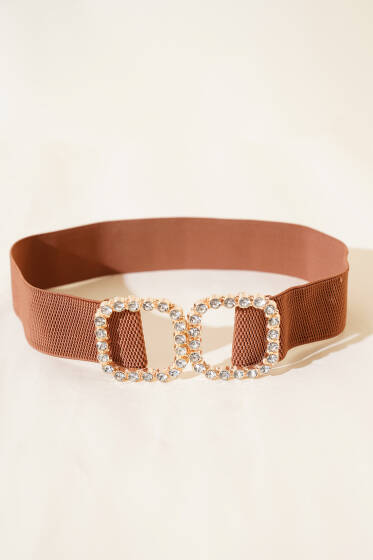 İnci Tokalı Lastikli Kemer Taba - Yılın Fırsatı