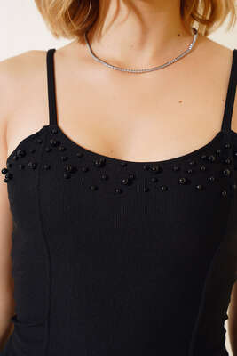 İncili Bluz Siyah - Kadın Giyim Modelleri