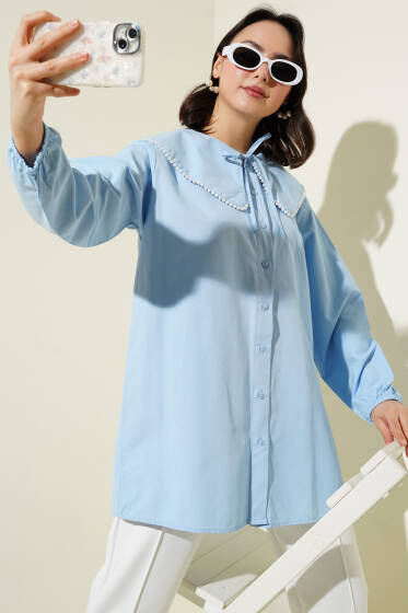 İncili Denizci Yaka Gömlek Buz Mavisi - Gömlek