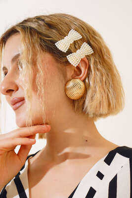 İncili Fiyonk Çıt Çıt Toka Gold - Toka