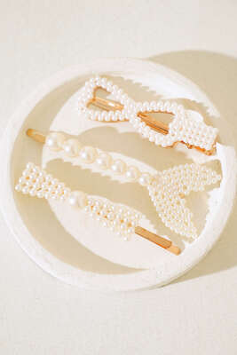 İncili Fiyonk Toka Set Gold - Toka