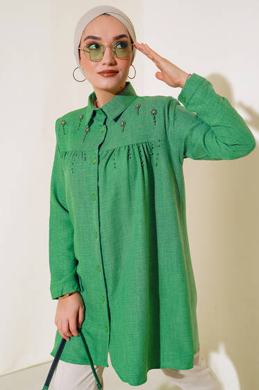 İncili Keten Gömlek Benetton - Gömlek