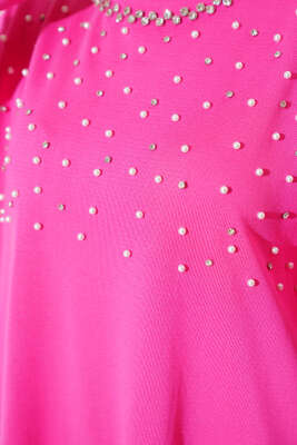 İncili Taşlı Triko Tunik Fuşya - Triko Tunik