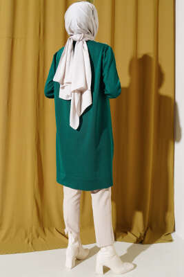 İncili Taşlı Triko Tunik Zümrüt - Triko Tunik