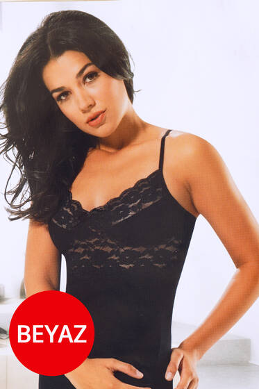 İp Askılı Dantelli Bayan Body Beyaz - Body