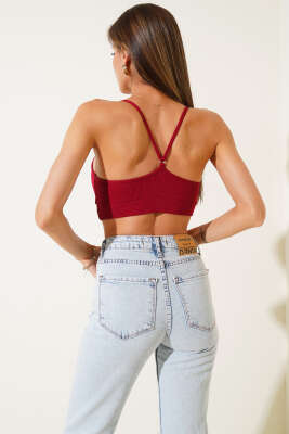 İp Askılı Fitilli Büstiyer Bordo - Yılın Fırsatı