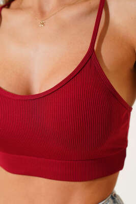 İp Askılı Fitilli Büstiyer Bordo - Yılın Fırsatı