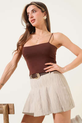 İp Askılı Pedli Büstiyer Kahve - Kadın Giyim Modelleri