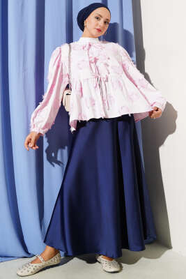 İp Bağcık Detaylı Püsküllü Kimono Pembe - Dış Giyim&Mont