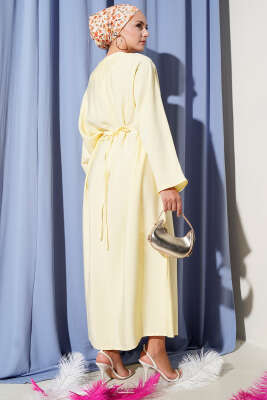 İp Bağcık Detaylı Salaş Elbise Sarı - Tesettür Elbise