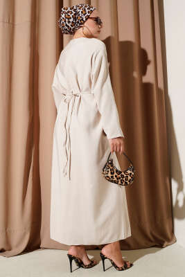 İp Bağcık Detaylı Salaş Elbise Taş - Tesettür Elbise