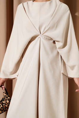 İp Bağcık Detaylı Salaş Elbise Taş - Tesettür Elbise