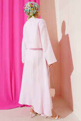 İp Bağcık Kimono Etekli İkili Takım Pembe - İkili Takım