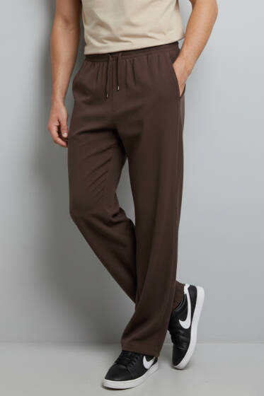İp Bağcıklı Baggy Tensel Erkek Pantolon Kahve - Erkek Pantolon