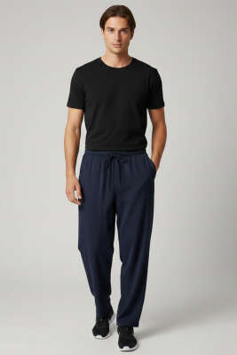 İp Bağcıklı Baggy Tensel Erkek Pantolon Lacivert - Erkek Pantolon