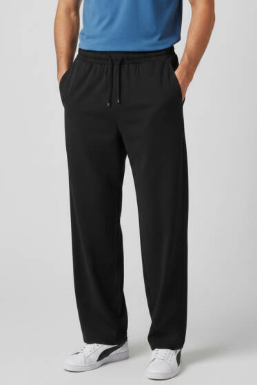 İp Bağcıklı Baggy Tensel Erkek Pantolon Siyah - Erkek Pantolon