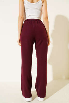 İp Bağcıklı Bol Paça Pantolon Bordo - Günün Seçilenleri