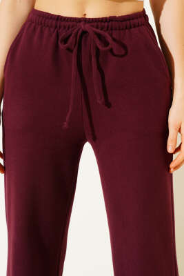 İp Bağcıklı Bol Paça Pantolon Bordo - Günün Seçilenleri