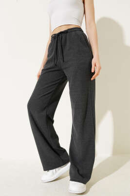 İp Bağcıklı Bol Paça Pantolon Füme - HELLIE
