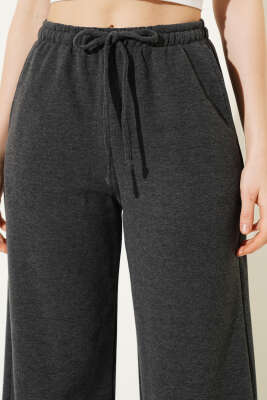 İp Bağcıklı Bol Paça Pantolon Füme - Kadın Giyim Modelleri