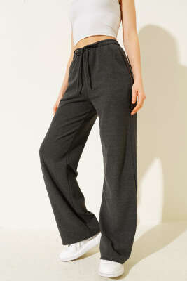 İp Bağcıklı Bol Paça Pantolon Füme 