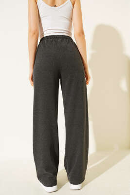 İp Bağcıklı Bol Paça Pantolon Füme - Kadın Giyim Modelleri