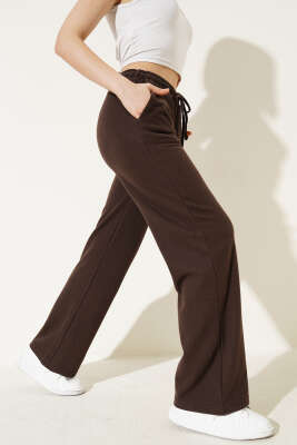 İp Bağcıklı Bol Paça Pantolon Kahve - HELLIE