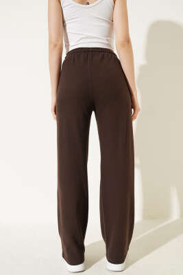 İp Bağcıklı Bol Paça Pantolon Kahve - Kadın Giyim Modelleri