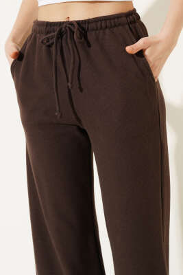 İp Bağcıklı Bol Paça Pantolon Kahve - Kadın Giyim Modelleri