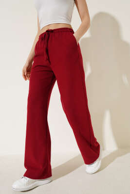 İp Bağcıklı Bol Paça Pantolon Kırmızı - HELLIE