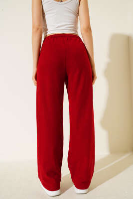 İp Bağcıklı Bol Paça Pantolon Kırmızı - Kadın Giyim Modelleri