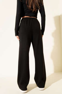 İp Bağcıklı Bol Paça Pantolon Siyah - Kadın Giyim Modelleri