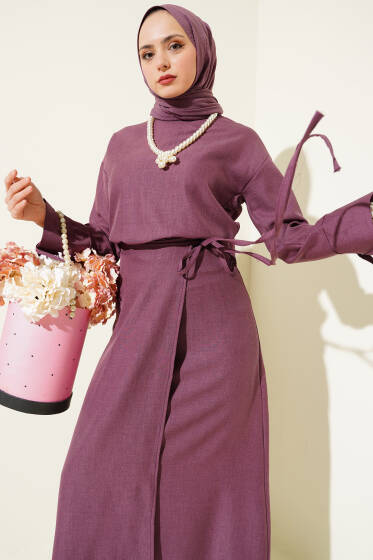 İp Bağcıklı Etekli Basic İkili Takım Mor - İkili Takım
