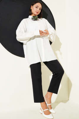 İp Bağcıklı Oversize Gömlek Beyaz - 300-500 TL Ürünler