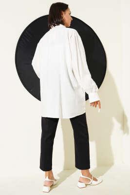 İp Bağcıklı Oversize Gömlek Beyaz - 300-500 TL Ürünler