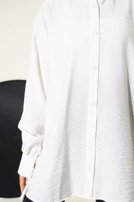 İp Bağcıklı Oversize Gömlek Beyaz - 300-500 TL Ürünler