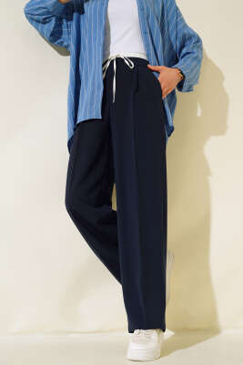 İp Bağcıklı Pantolon Lacivert 