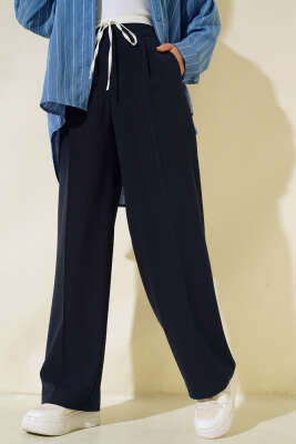 İp Bağcıklı Pantolon Lacivert - Pantolon