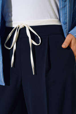 İp Bağcıklı Pantolon Lacivert - Pantolon