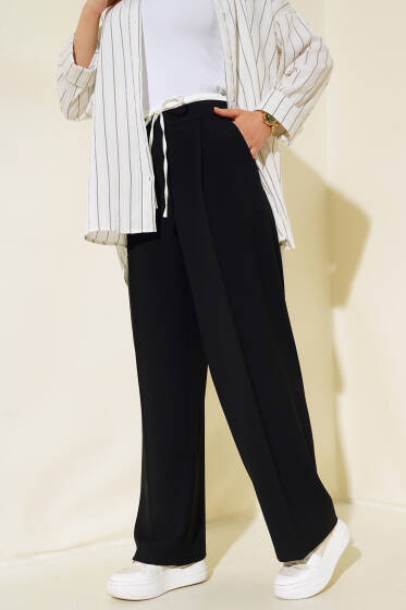 İp Bağcıklı Pantolon Siyah - Pantolon