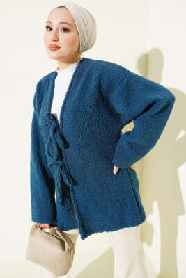 İp Bağlama Detaylı Ceket İndigo - Ceket