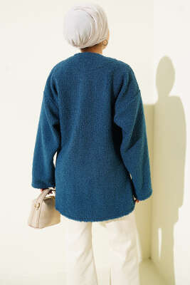 İp Bağlama Detaylı Ceket İndigo - Ceket