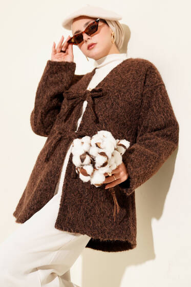 İp Bağlama Detaylı Ceket Kahve - Ceket