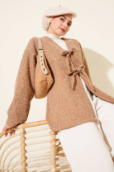 İp Bağlama Detaylı Ceket Latte - Ceket